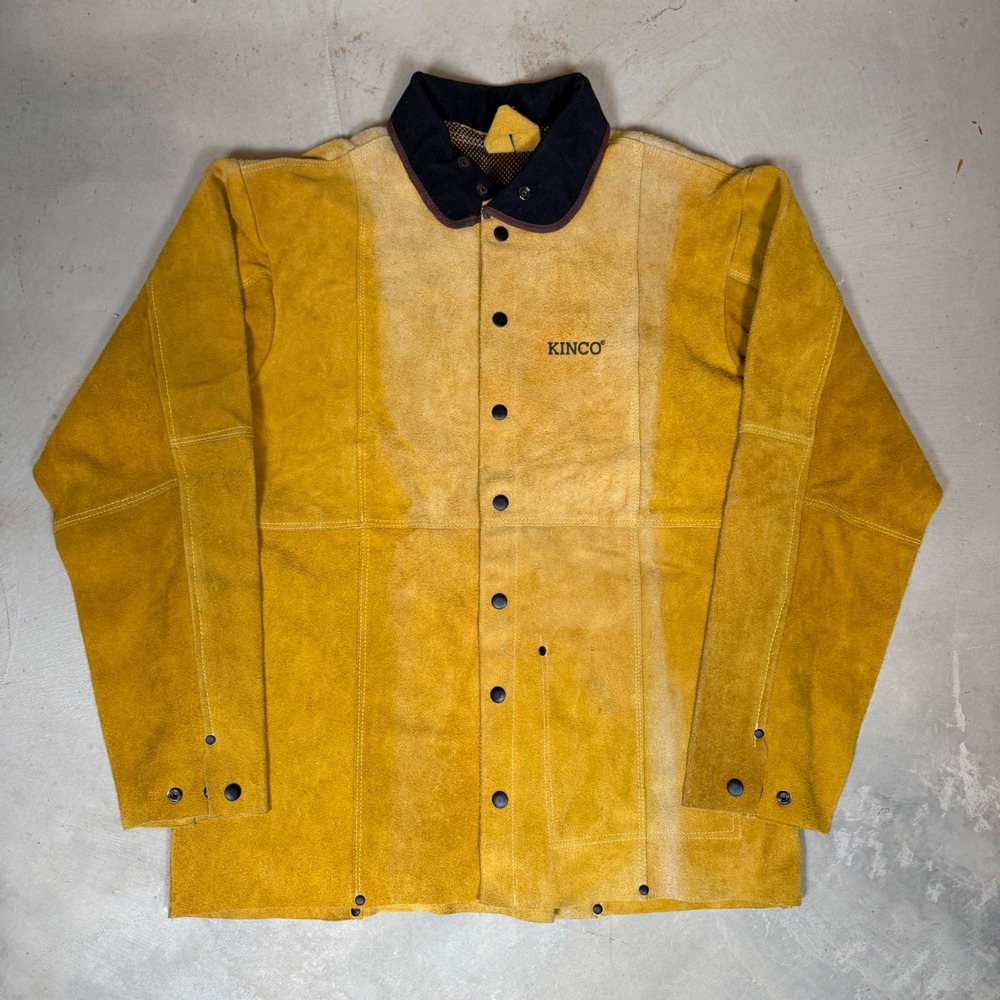 Kinco fr Mens Large Gold Split Cowhide Leather Welding Safety Work Jacket